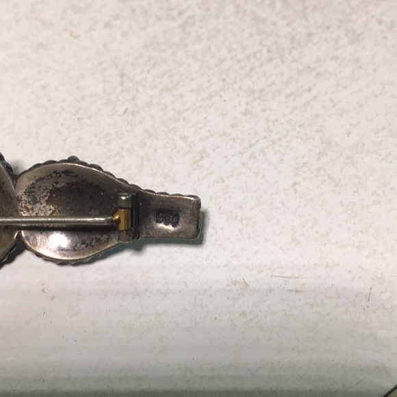 Vintage sterling silver 900 bar pin pink coral - Picture 5 of 5